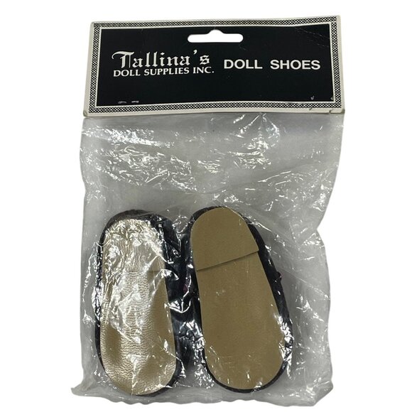 Tallinas Doll Shoes Style 212 Size 4 With Embroidered & Beaded Design Vintage - Picture 4 of 9